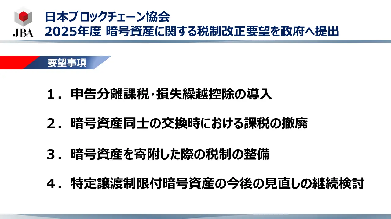 日本ブロックチェーン協会、暗号資産に関する税制改正要望を政府に提出